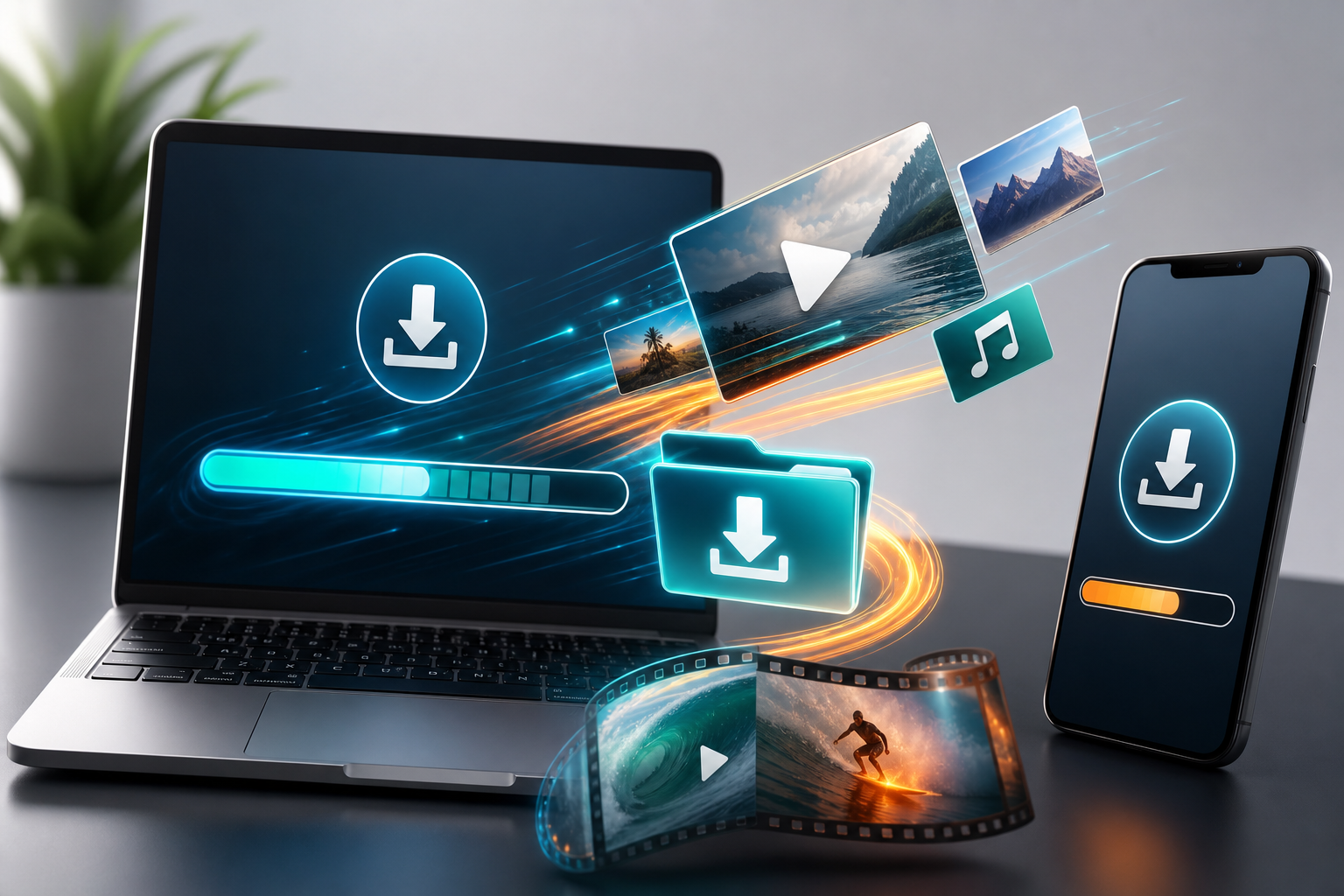 Media Downloader Pro fast MP4 download progress interface